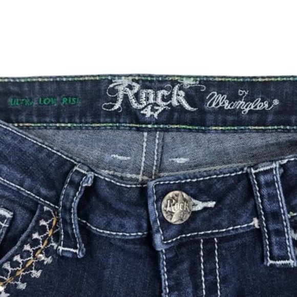 ROCK 47 Wrangler Jeans Bootcut Ultra Low Rise Rodeo Embellish 30x30 - Picture 6 of 12